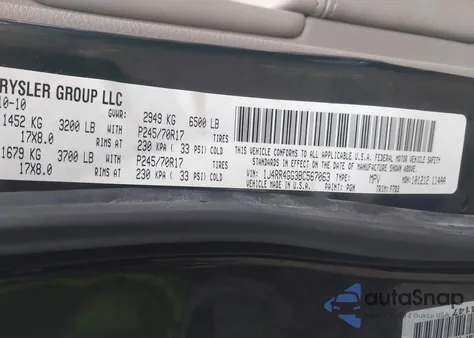 2011 Jeep Grand Cherokee Laredo from USA, damaged, VIN 1J4RR4GG3BC567063